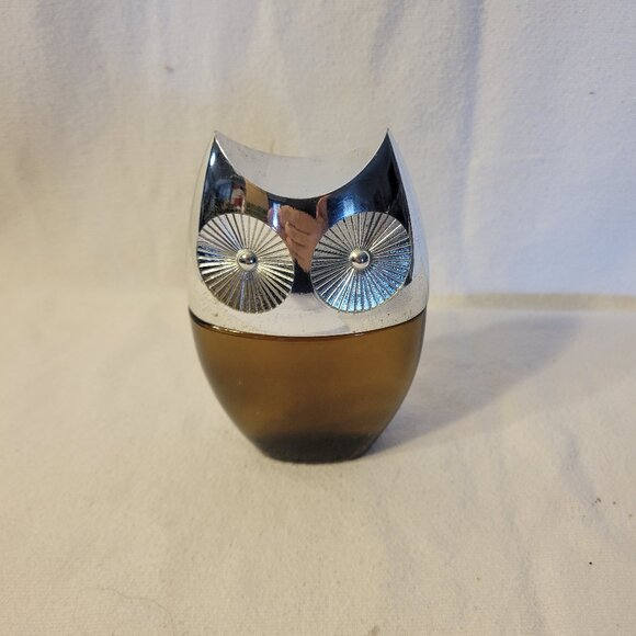 Vintage Owl Leather Aftershave Glass Decanter.  4 -- ITEM #1576 - Picture 1 of 4